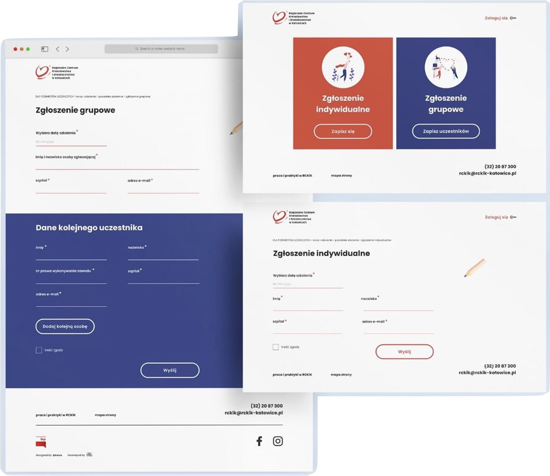 Platforma szkoleniowa RCKIK — widoki formularzy i paneli administracyjnych